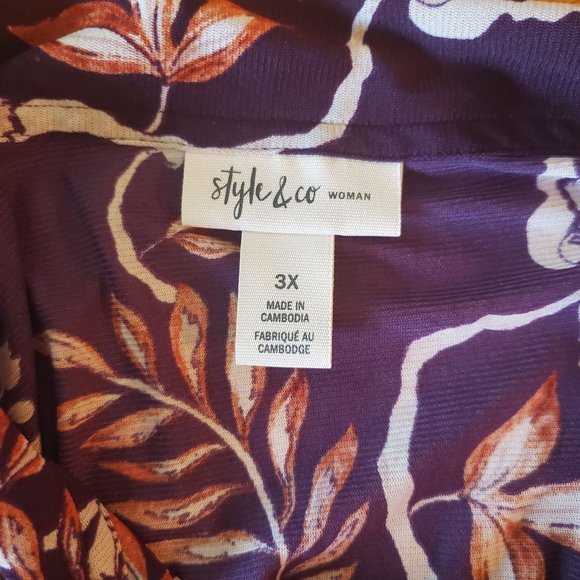 Style & Co Purple Tunic Style Blouse - Picture 5 of 5
